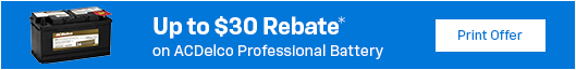 $30 Mail-in Rebate on ACDelco Professional Battery
