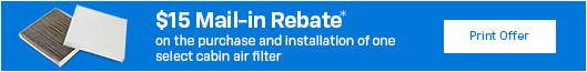 $15 Mail-in Rebate on Cabin Air Filter