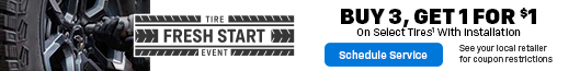 Buy 3, get 1 for $1 on select tires*