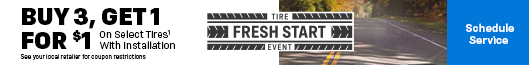 Buy 3, get 1 for $1 on select tires*