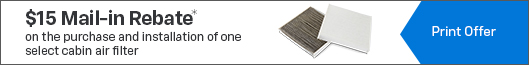 $15 Mail-in Rebate on Cabin Air Filter