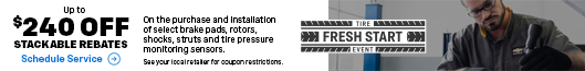 Up to $60 Mail-in Rebate on the Purchase and Installation of Four Select Brake Rotors